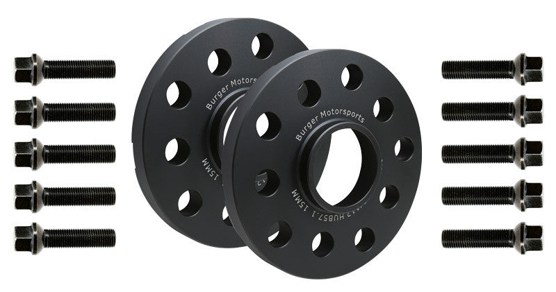 VAG Wheel Spacer Kit (57.1mm) w/10 Black Extended Wheel Bolts (Pair, 2 Wheels)